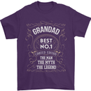 Father's Day No 1 Grandad Man Myth Legend Mens T-Shirt Cotton Gildan Purple