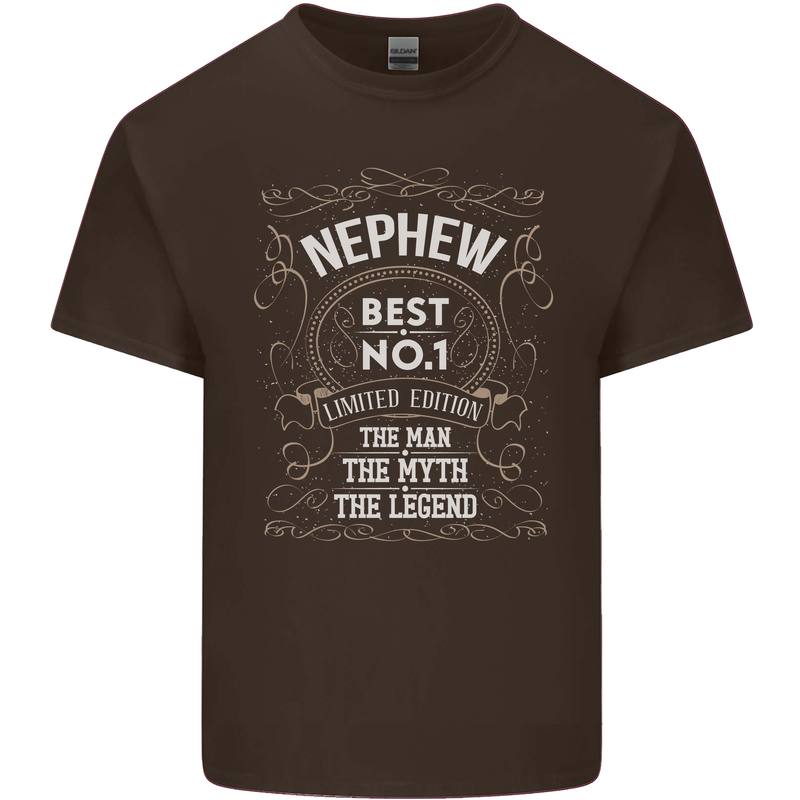 Father's Day No 1 Nephew Man Myth Legend Mens Cotton T-Shirt Tee Top Dark Chocolate