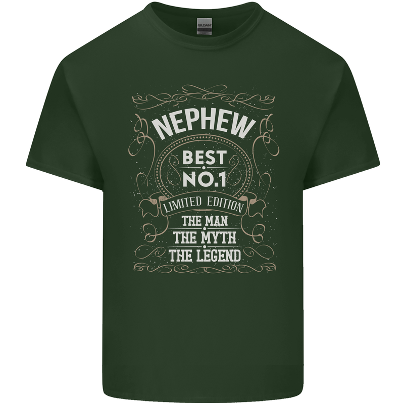 Father's Day No 1 Nephew Man Myth Legend Mens Cotton T-Shirt Tee Top Forest Green