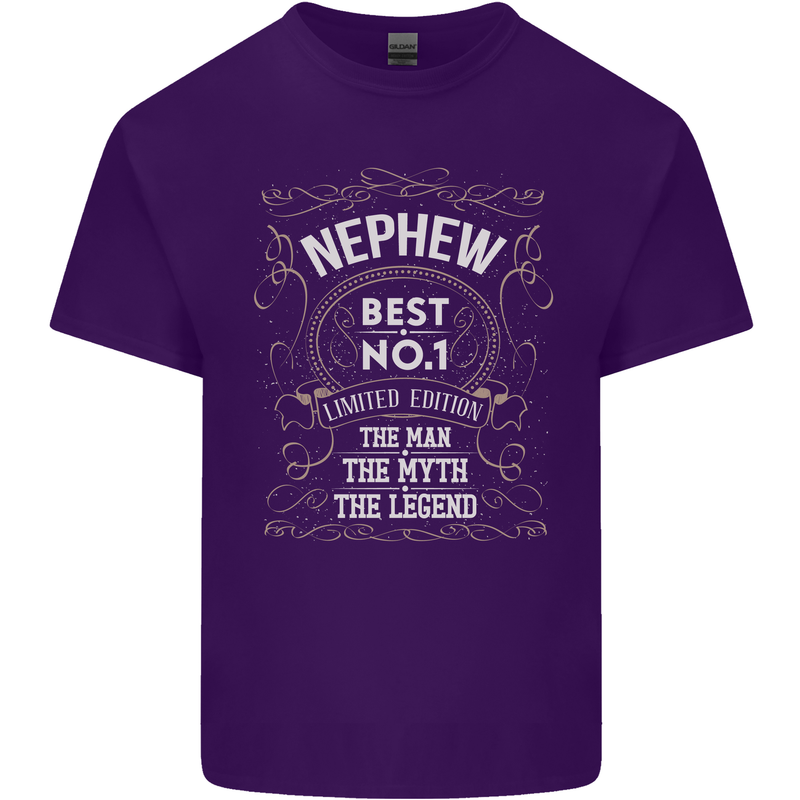 Father's Day No 1 Nephew Man Myth Legend Mens Cotton T-Shirt Tee Top Purple