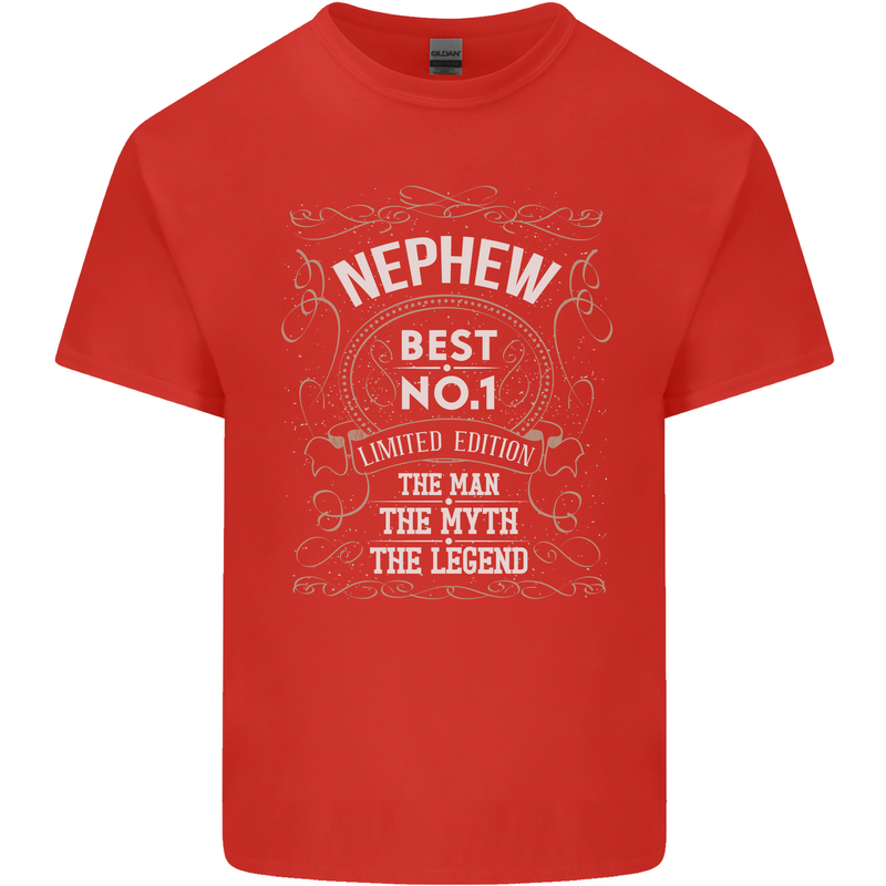 Father's Day No 1 Nephew Man Myth Legend Mens Cotton T-Shirt Tee Top Red