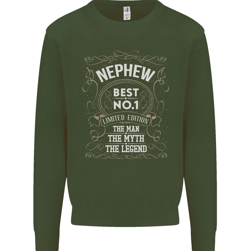 Father's Day No 1 Nephew Man Myth Legend Mens Sweatshirt Jumper Forest Green