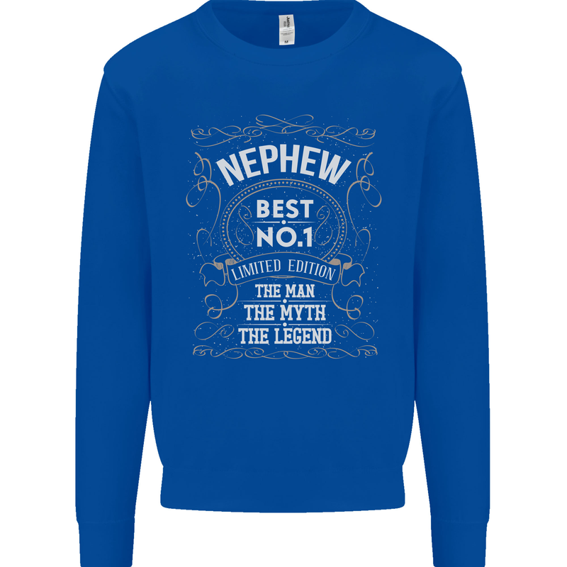Father's Day No 1 Nephew Man Myth Legend Mens Sweatshirt Jumper Royal Blue