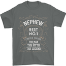 Father's Day No 1 Nephew Man Myth Legend Mens T-Shirt Cotton Gildan Charcoal