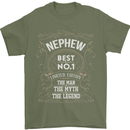 Father's Day No 1 Nephew Man Myth Legend Mens T-Shirt Cotton Gildan Military Green