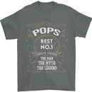 Father's Day No 1 Pops Man Myth Legend Mens T-Shirt Cotton Gildan Charcoal