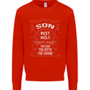 Father's Day No 1 Son Man Myth Legend Funny Kids Sweatshirt Jumper Bright Red