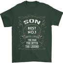 Father's Day No 1 Son Man Myth Legend Funny Mens T-Shirt Cotton Gildan Forest Green