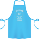 Father's Day No 1 Stepdad Step Dad Funny Cotton Apron 100% Organic Turquoise