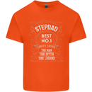 Father's Day No 1 Stepdad Step Dad Funny Mens Cotton T-Shirt Tee Top Orange