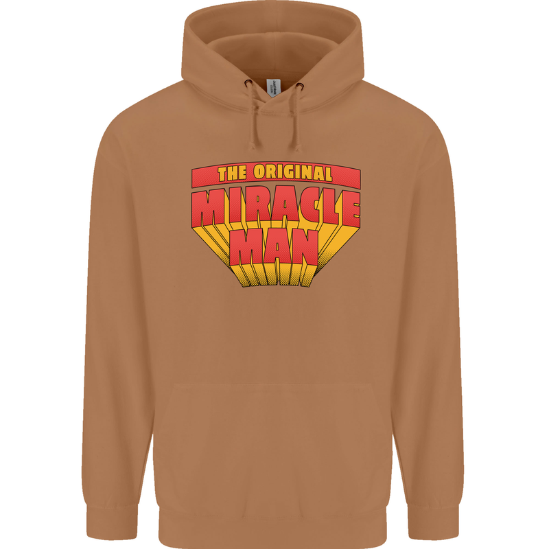 Father's Day The Original Miracle Man Mens 80% Cotton Hoodie Caramel Latte