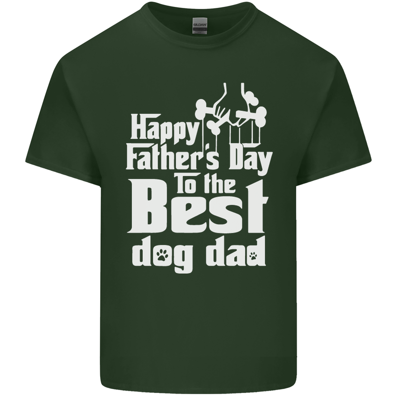 Fathers Day Best Dog Dad Funny Mens Cotton T-Shirt Tee Top Forest Green