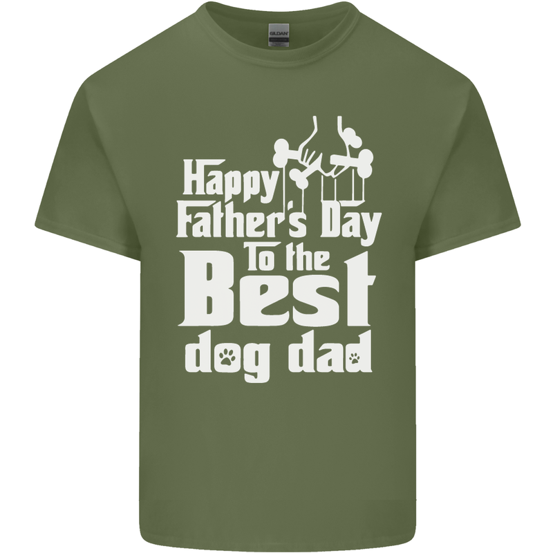 Fathers Day Best Dog Dad Funny Mens Cotton T-Shirt Tee Top Military Green
