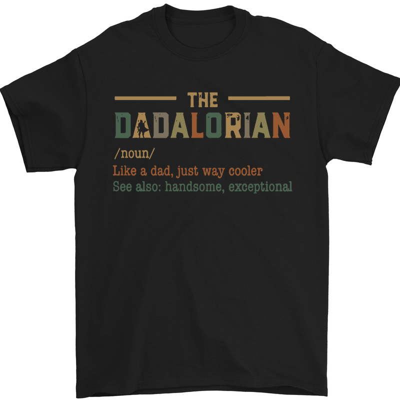 Fathers Day Dadalorian Funny Dad Daddy Mens T-Shirt Cotton Gildan Black