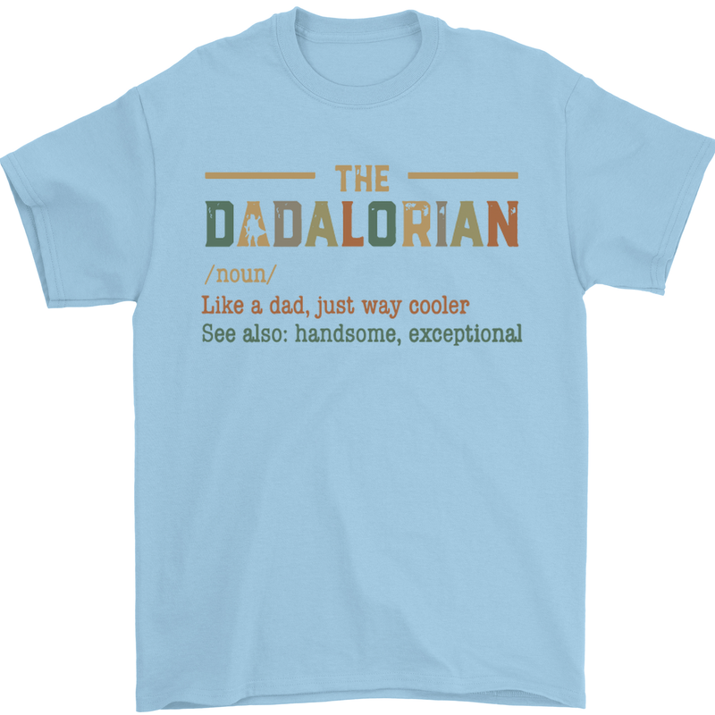 Fathers Day Dadalorian Funny Dad Daddy Mens T-Shirt Cotton Gildan Light Blue