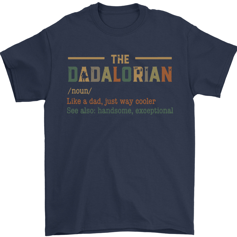 Fathers Day Dadalorian Funny Dad Daddy Mens T-Shirt Cotton Gildan Navy Blue