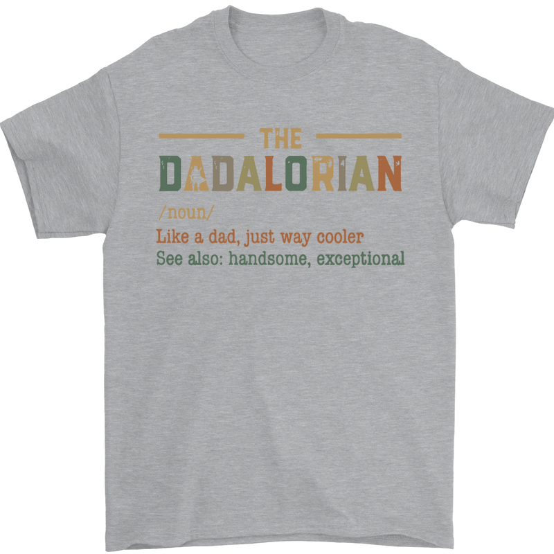 Fathers Day Dadalorian Funny Dad Daddy Mens T-Shirt Cotton Gildan Sports Grey