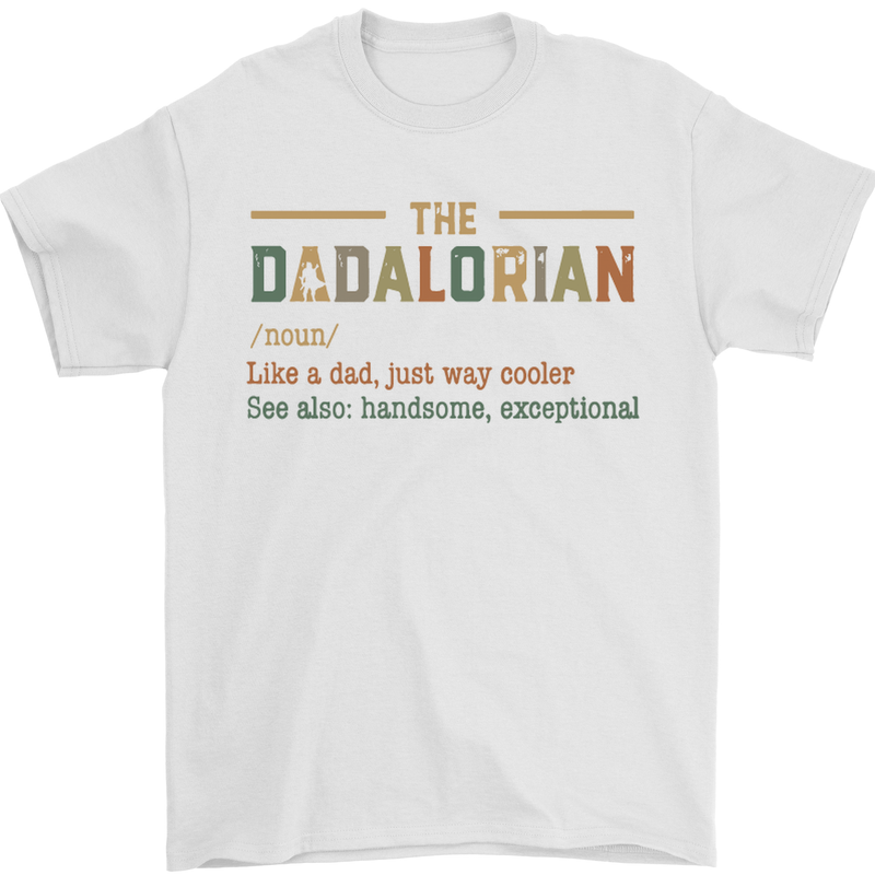 Fathers Day Dadalorian Funny Dad Daddy Mens T-Shirt Cotton Gildan White