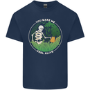 Feel Alive Gardening Gardener Plants Skull Kids T-Shirt Childrens Navy Blue