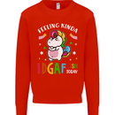 Feeling IDGAF Today Funny Offensive Unicorn Mens Sweatshirt Jumper Bright Red