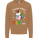 Feeling IDGAF Today Funny Offensive Unicorn Mens Sweatshirt Jumper Caramel Latte
