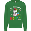 Feeling IDGAF Today Funny Offensive Unicorn Mens Sweatshirt Jumper Irish Green