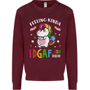 Feeling IDGAF Today Funny Offensive Unicorn Mens Sweatshirt Jumper Maroon
