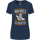 Female Biker Boots Funny Motorbike Womens Wider Cut T-Shirt Navy Blue