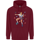 Female Rock Climber Climbing Wall Mens 80% Cotton Hoodie Maroon