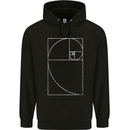 Fibonacci Spiral Golden Geometry Maths Mens 80% Cotton Hoodie Black