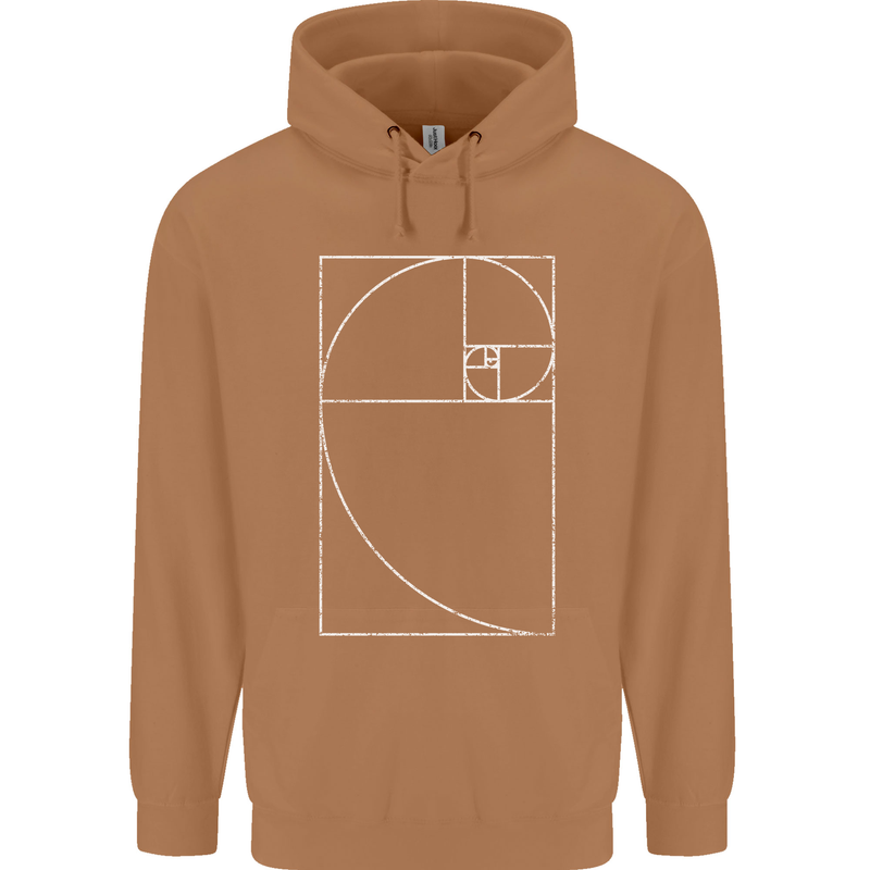 Fibonacci Spiral Golden Geometry Maths Mens 80% Cotton Hoodie Caramel Latte