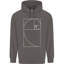 Fibonacci Spiral Golden Geometry Maths Mens 80% Cotton Hoodie Charcoal