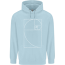 Fibonacci Spiral Golden Geometry Maths Mens 80% Cotton Hoodie Light Blue