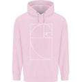 Fibonacci Spiral Golden Geometry Maths Mens 80% Cotton Hoodie Light Pink