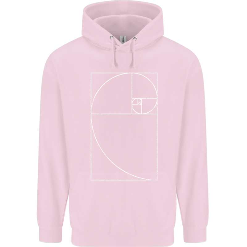 Fibonacci Spiral Golden Geometry Maths Mens 80% Cotton Hoodie Light Pink