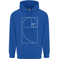 Fibonacci Spiral Golden Geometry Maths Mens 80% Cotton Hoodie Royal Blue