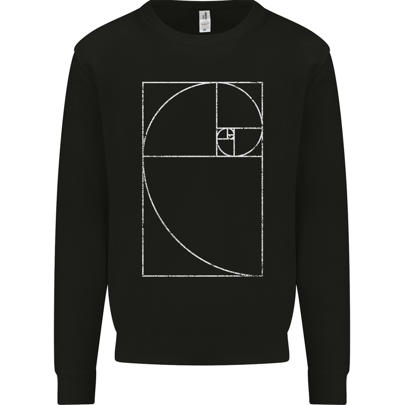 Fibonacci Spiral Golden Geometry Maths Mens Sweatshirt Jumper Black