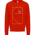 Fibonacci Spiral Golden Geometry Maths Mens Sweatshirt Jumper Bright Red