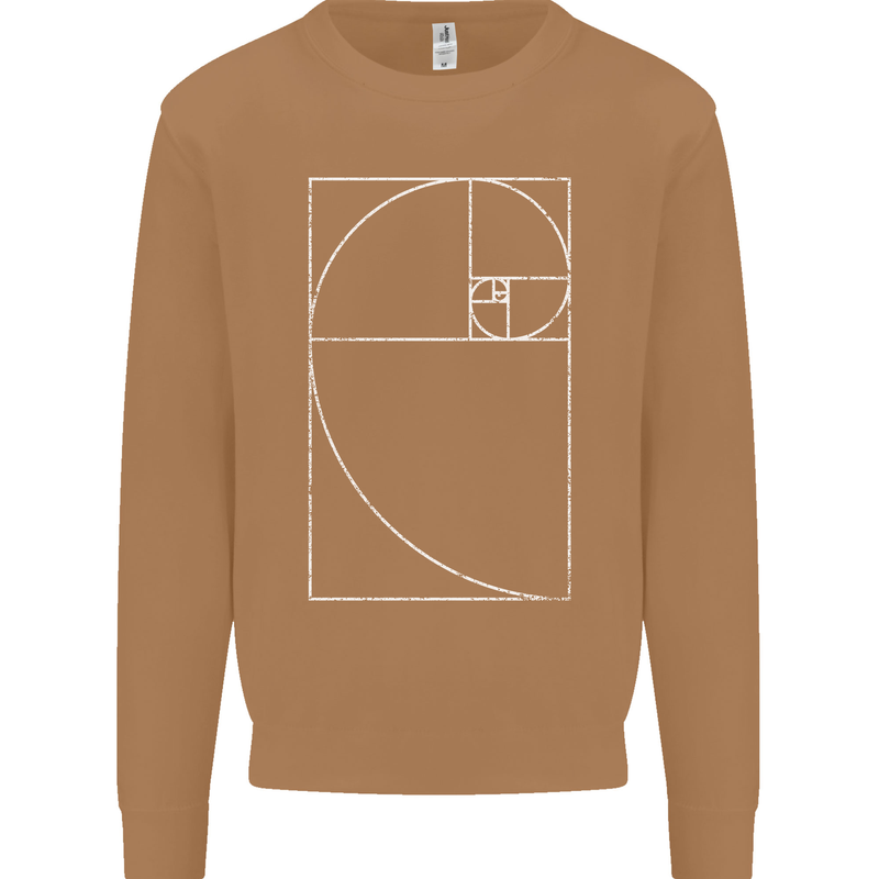 Fibonacci Spiral Golden Geometry Maths Mens Sweatshirt Jumper Caramel Latte