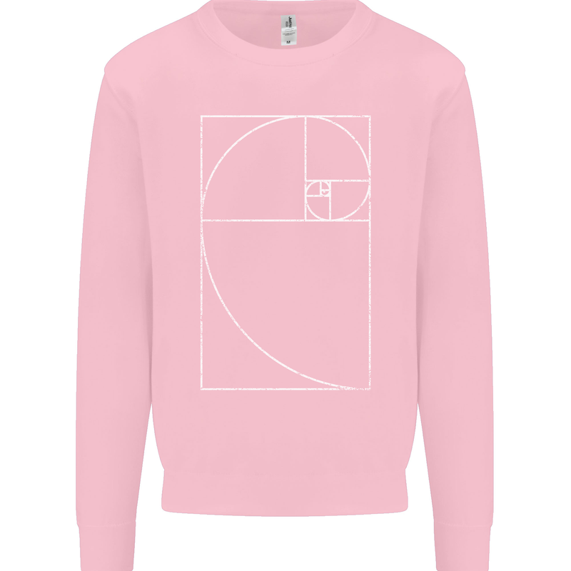 Fibonacci Spiral Golden Geometry Maths Mens Sweatshirt Jumper Light Pink
