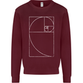 Fibonacci Spiral Golden Geometry Maths Mens Sweatshirt Jumper Maroon