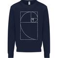 Fibonacci Spiral Golden Geometry Maths Mens Sweatshirt Jumper Navy Blue