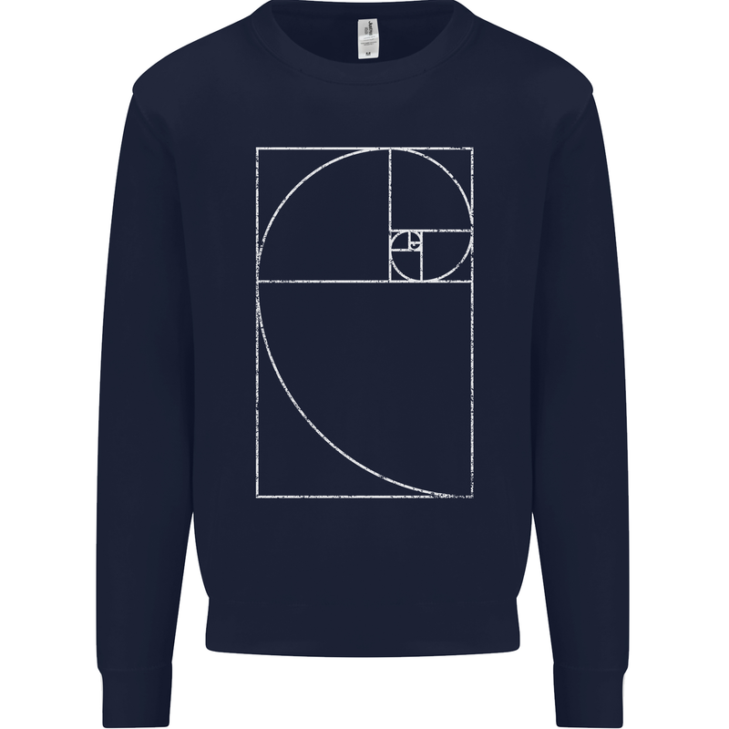 Fibonacci Spiral Golden Geometry Maths Mens Sweatshirt Jumper Navy Blue