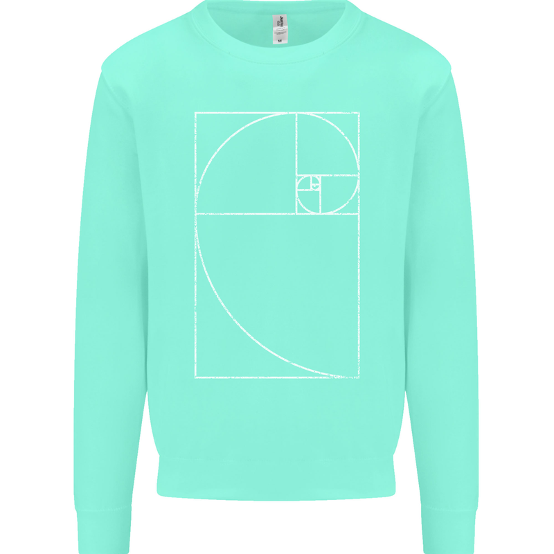 Fibonacci Spiral Golden Geometry Maths Mens Sweatshirt Jumper Peppermint