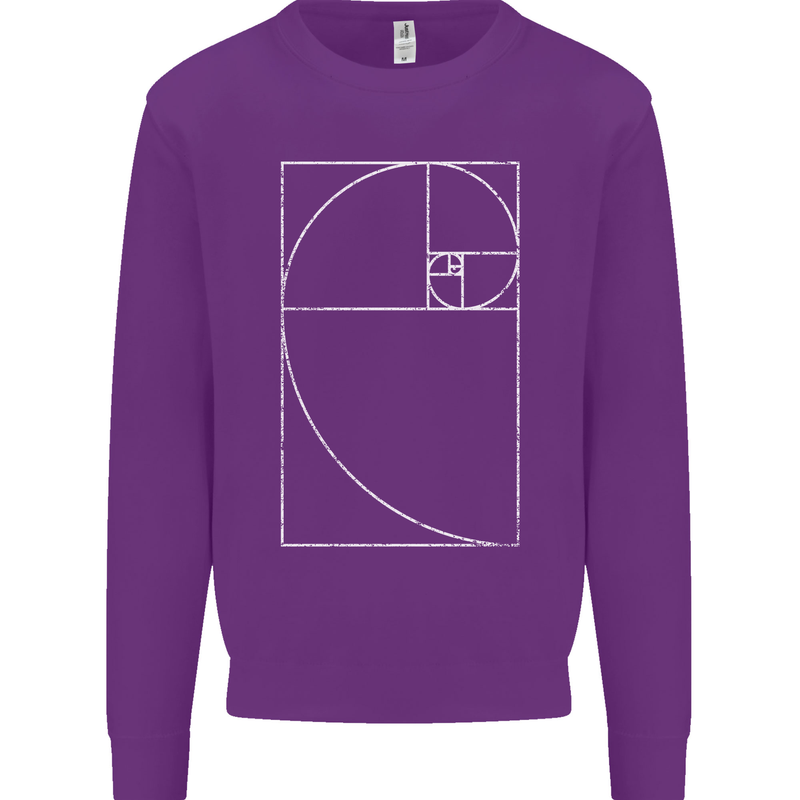 Fibonacci Spiral Golden Geometry Maths Mens Sweatshirt Jumper Purple