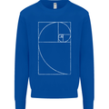 Fibonacci Spiral Golden Geometry Maths Mens Sweatshirt Jumper Royal Blue