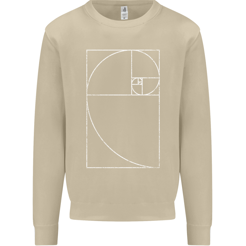 Fibonacci Spiral Golden Geometry Maths Mens Sweatshirt Jumper Sand