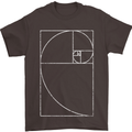 Fibonacci Spiral Golden Geometry Maths Mens T-Shirt Cotton Gildan Dark Chocolate