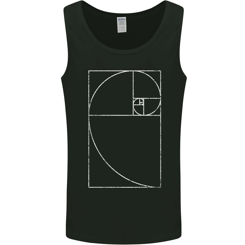Fibonacci Spiral Golden Geometry Maths Mens Vest Tank Top Black