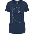 Fibonacci Spiral Golden Geometry Maths Womens Wider Cut T-Shirt Navy Blue